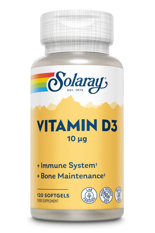 Solaray Vitamin D3, 400IU, 120 Soft Gel Capsules