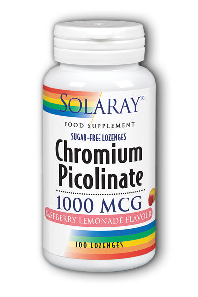 Solaray Chromium Picolinate, Raspberry Lemonade Flavour, 100 Lozenges, 1000mcg