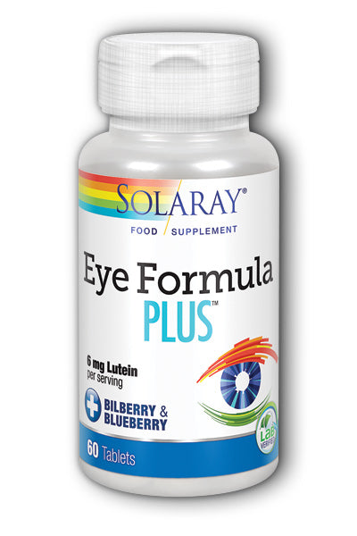 Solaray Eye Formula Plus, Lutein, Bilberry & Blueberry, 60 Tablets, 6mg