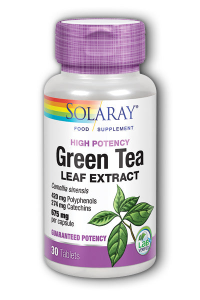 Solaray Green Tea Leaf Extract, 30 Tablets, High Potency,  675mg