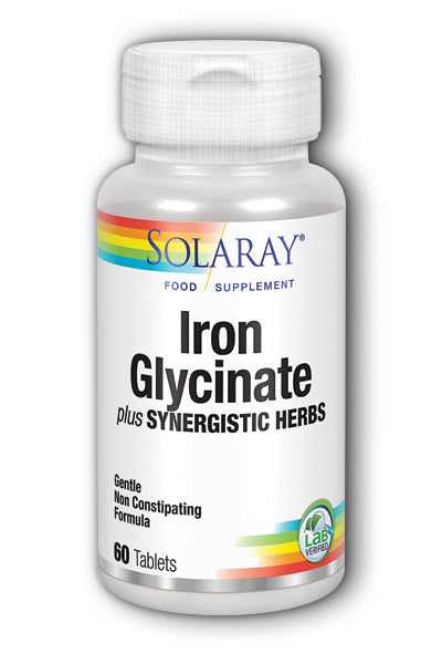 Solaray Iron Glycinate Plus Synergistic Herbs, 60 Tablets, 25mg