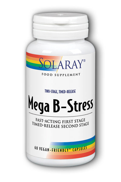 Solaray Mega Vitamin B Stress, Two Stage Time Release, 60 Vegan Capsules