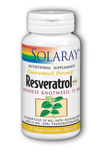 Solaray Resveratrol Plus, Japanese Knotweed, 30 Vegan Capsules, 75mg