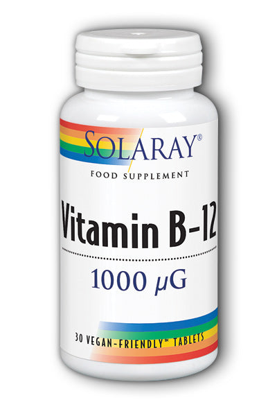 Solaray Vitamin B12 30 Tablets, Sustained Release, 1000mcg