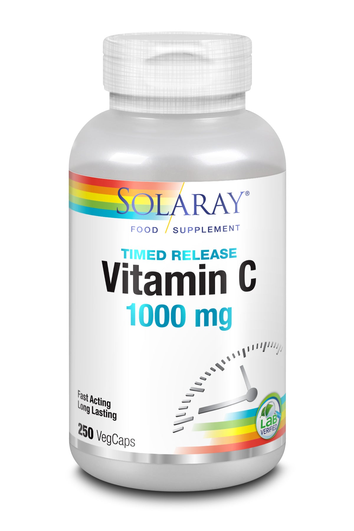 Solaray Vitamin C Time Release, Rosehips & Acerola, 250 Vegan Capsules, 1000mg