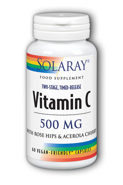 Solaray Vitamin C Two Stage, Time Release , 60 Vegan Capsules, 500mg