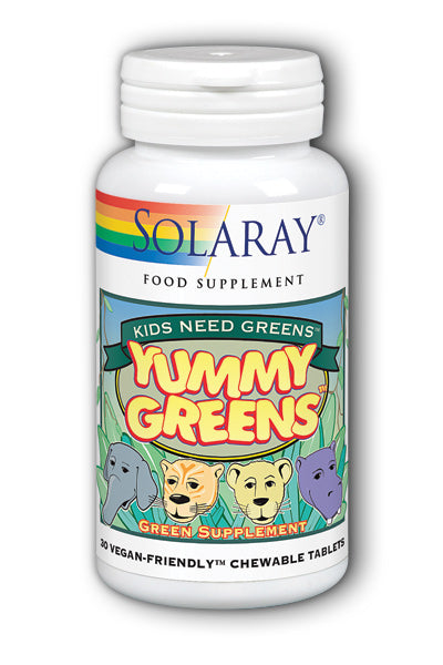 Solaray Yummy Greens, 30 Chewable Tablets, Kids Green Supplement