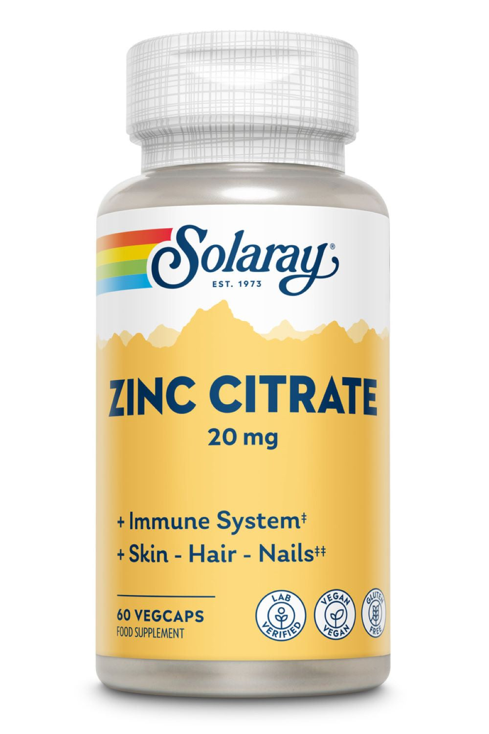 Solaray Zinc Citrate 60 Vegan Capsules, 20mg